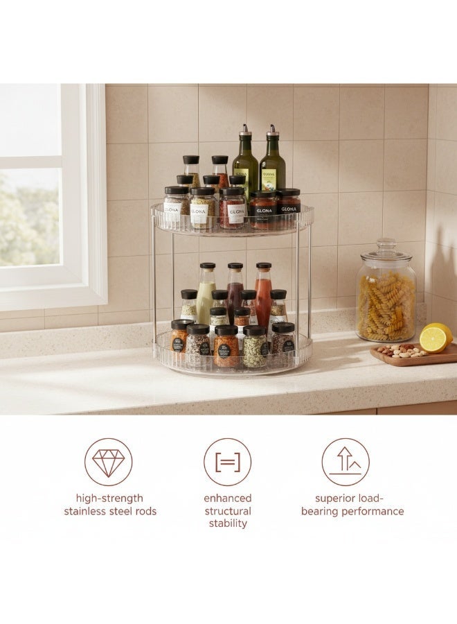 Shangxing 360° Rotating Makeup Organizer for Vanity, 2-Tier High-Capacity Skincare & Cosmetic Storage, Clear Countertop Organizer for Perfume, Makeup & Beauty Essentials - Image 4